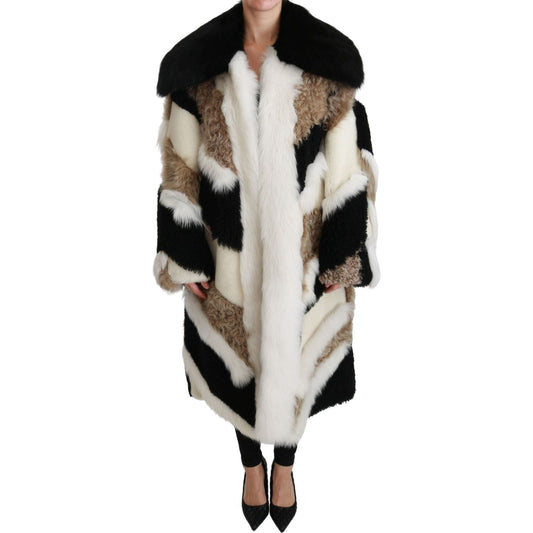 Dolce & Gabbana Sheep Fur Shearling Cape Jacket Coat JKT2569-40
