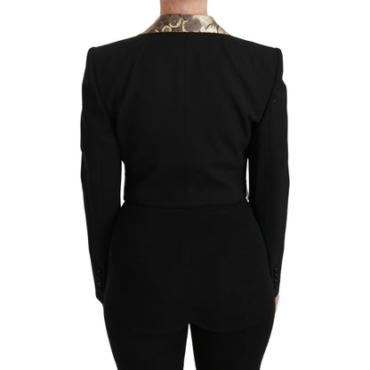 Dolce & Gabbana Black Jacquard Vest Blazer Coat Wool Jacket Coats & Jackets