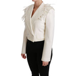 Dolce & Gabbana White Double Breasted Coat Wool Jacket JKT2580-40