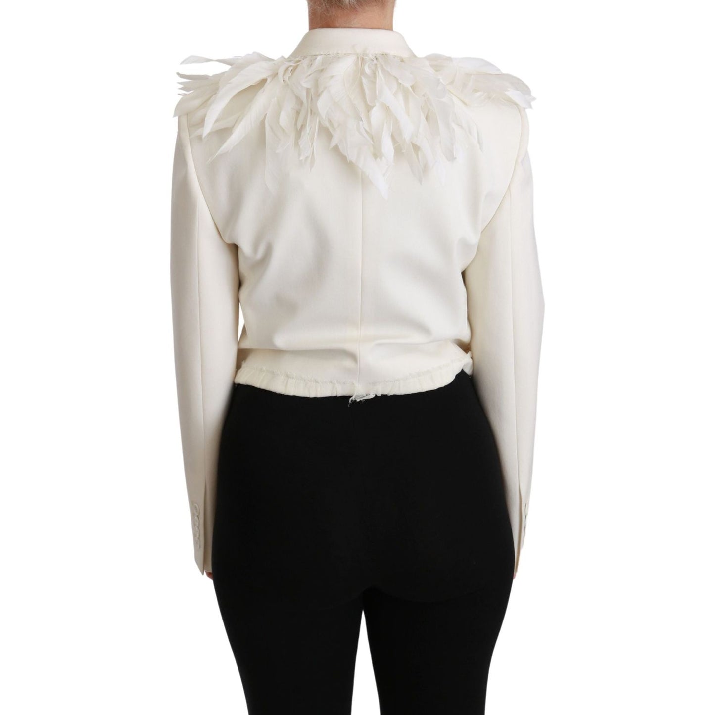 Dolce & Gabbana White Double Breasted Coat Wool Jacket JKT2580-40