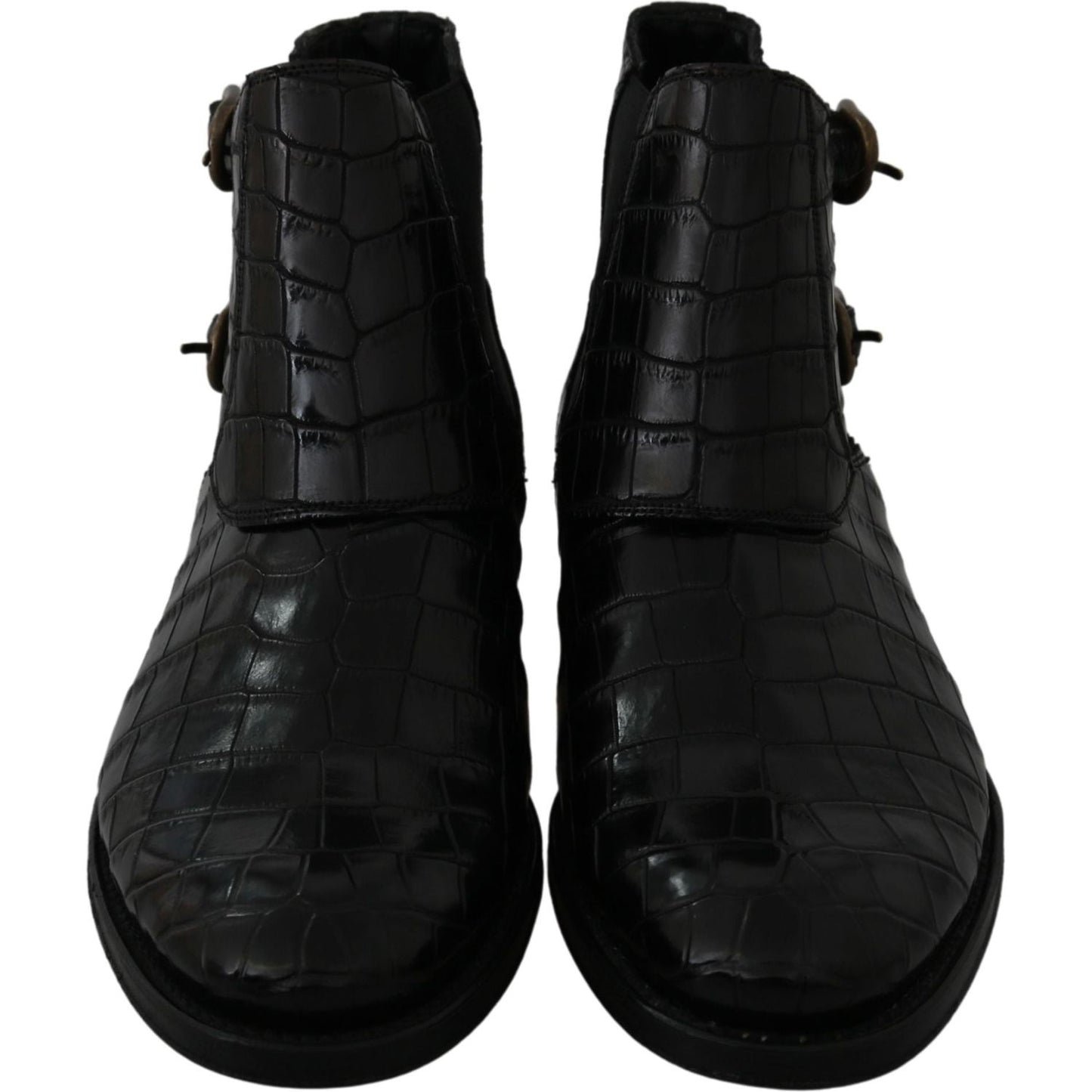 Dolce & Gabbana Black Crocodile Leather Derby Boots Shoes MV2672-39