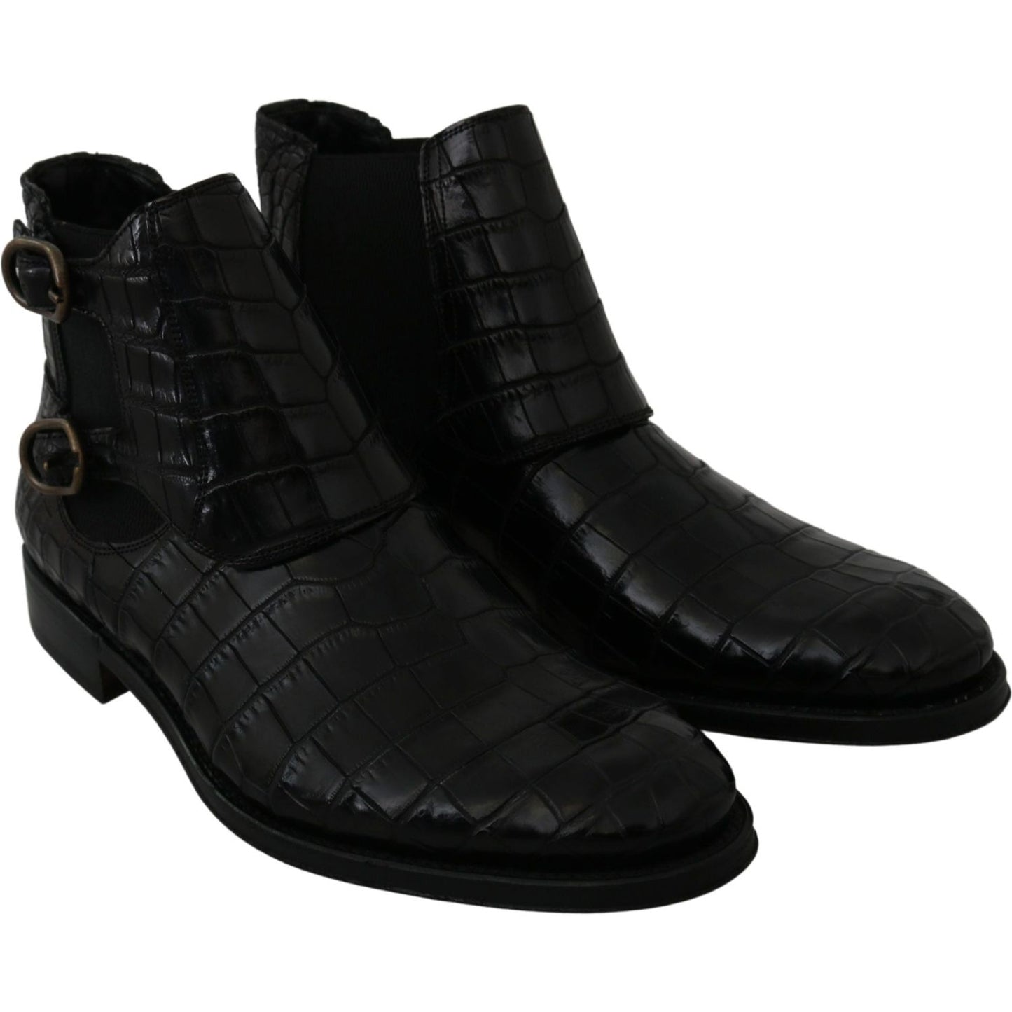 Dolce & Gabbana Black Crocodile Leather Derby Boots Shoes MV2672-39
