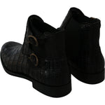 Dolce & Gabbana Black Crocodile Leather Derby Boots Shoes MV2672-39
