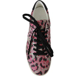 Dolce & Gabbana Pink Leopard Print Training Leather Flat Sneakers MV2683-42