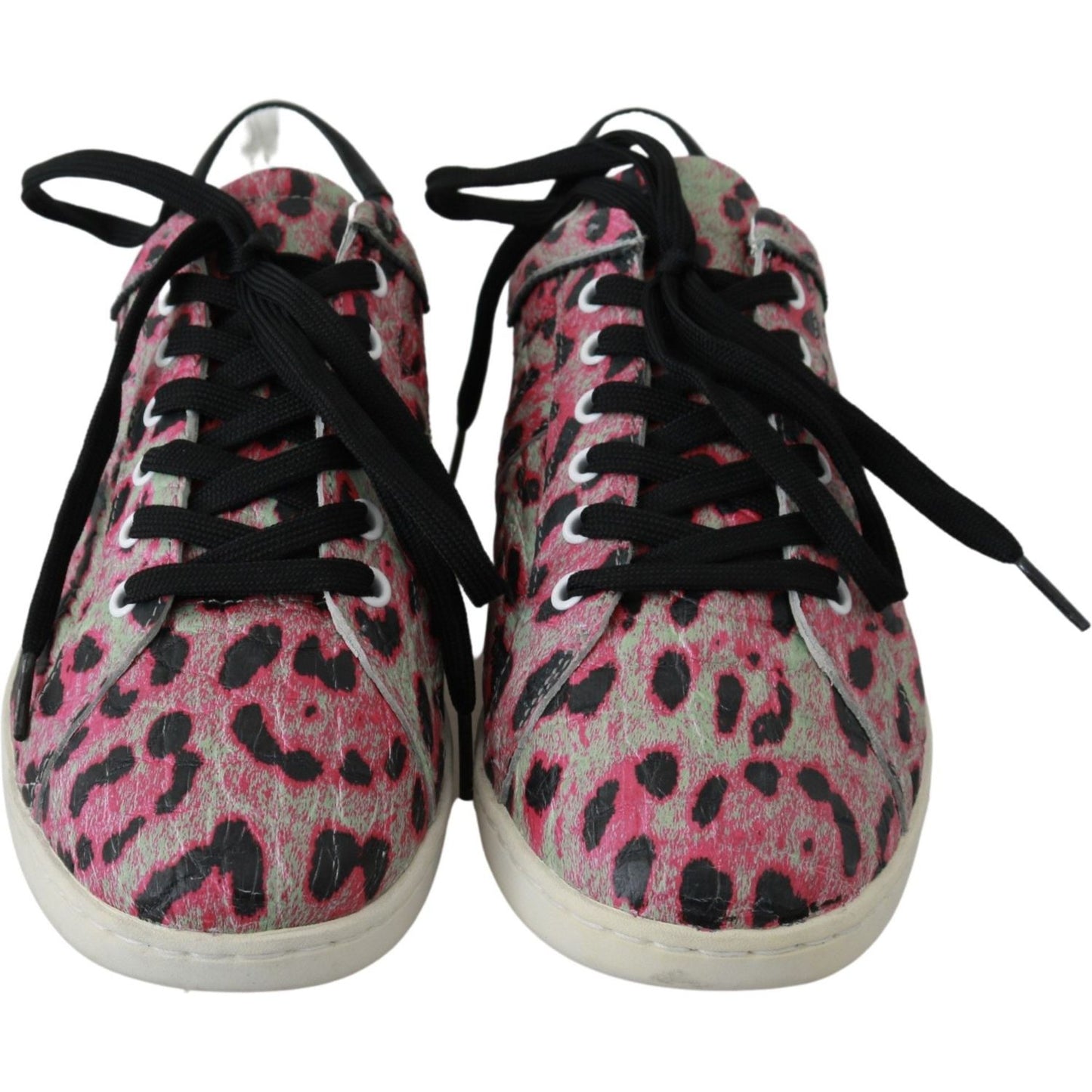 Dolce & Gabbana Pink Leopard Print Training Leather Flat Sneakers MV2683-42