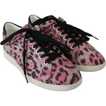 Dolce & Gabbana Pink Leopard Print Training Leather Flat Sneakers MV2683-42