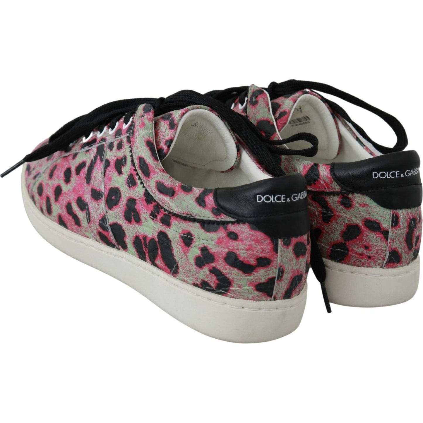 Dolce & Gabbana Pink Leopard Print Training Leather Flat Sneakers MV2683-42