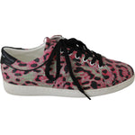 Dolce & Gabbana Pink Leopard Print Training Leather Flat Sneakers MV2683-42