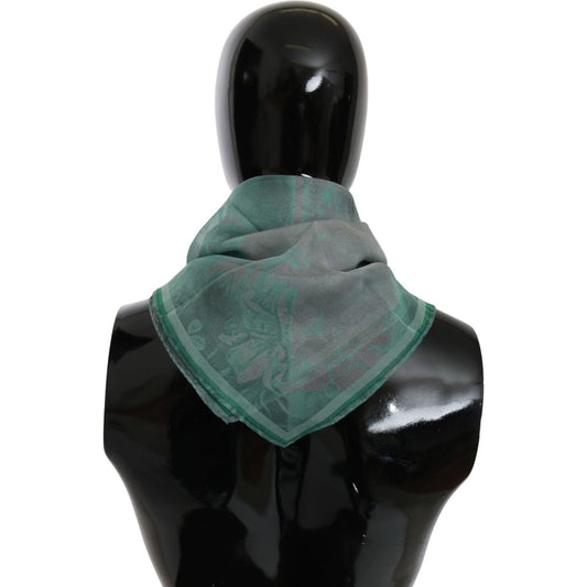Costume National Green Silk Shawl Foulard Wrap Scarf MS1650