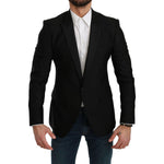Dolce & Gabbana Elegant Black Polka Dotted Wool Blend Blazer Dolce & Gabbana Black