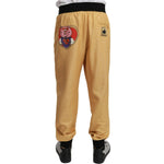 Dolce & Gabbana Elegant Gold Motif Sweatpants Dolce & Gabbana Dark Khaki