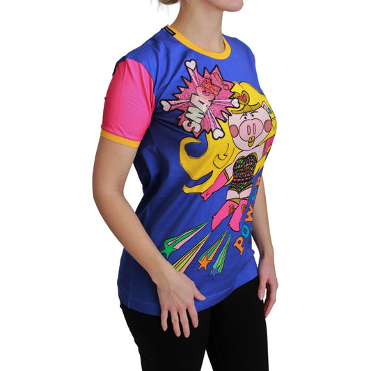 Dolce & Gabbana Purple PIG SUPERGIRL Top Cotton T-shirt TSH4553-36