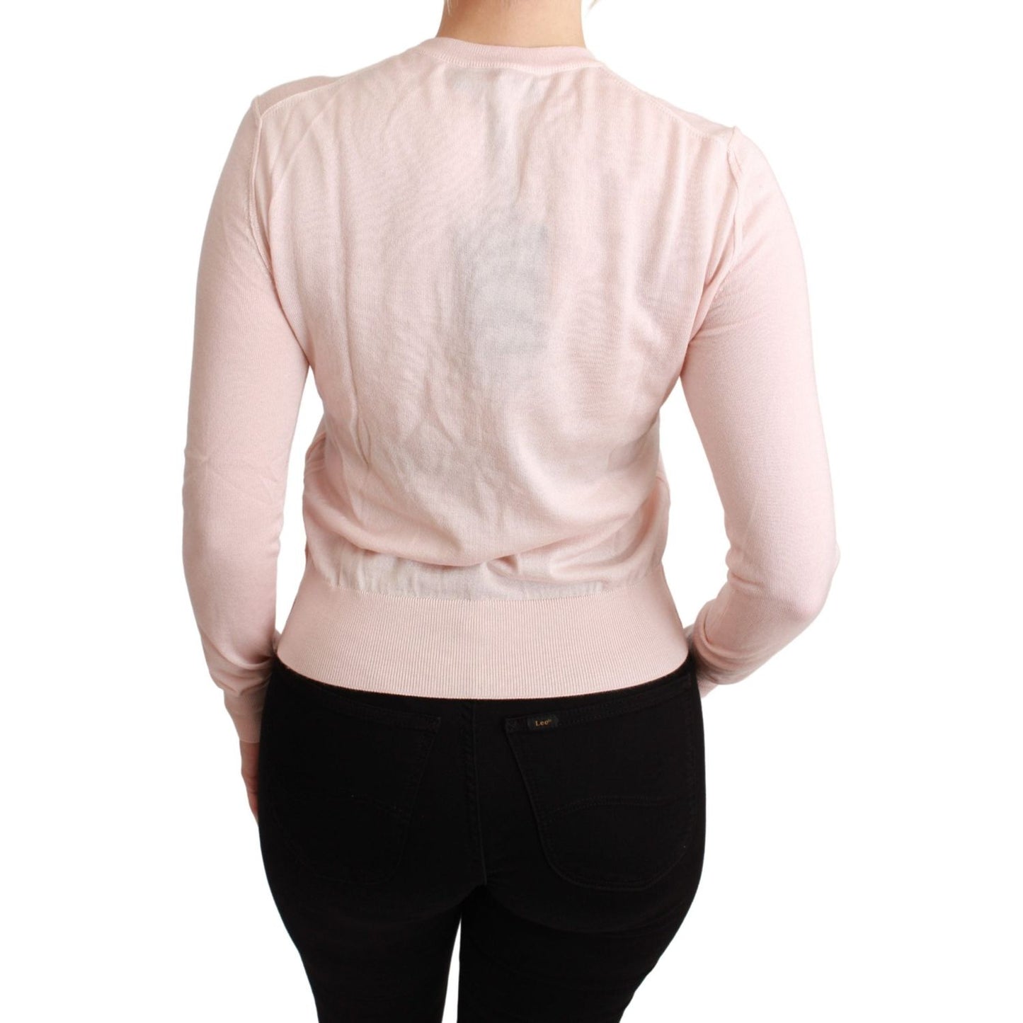 Dolce & Gabbana Pink Floral Silk Cashmere Pullover Sweater TSH4581-36