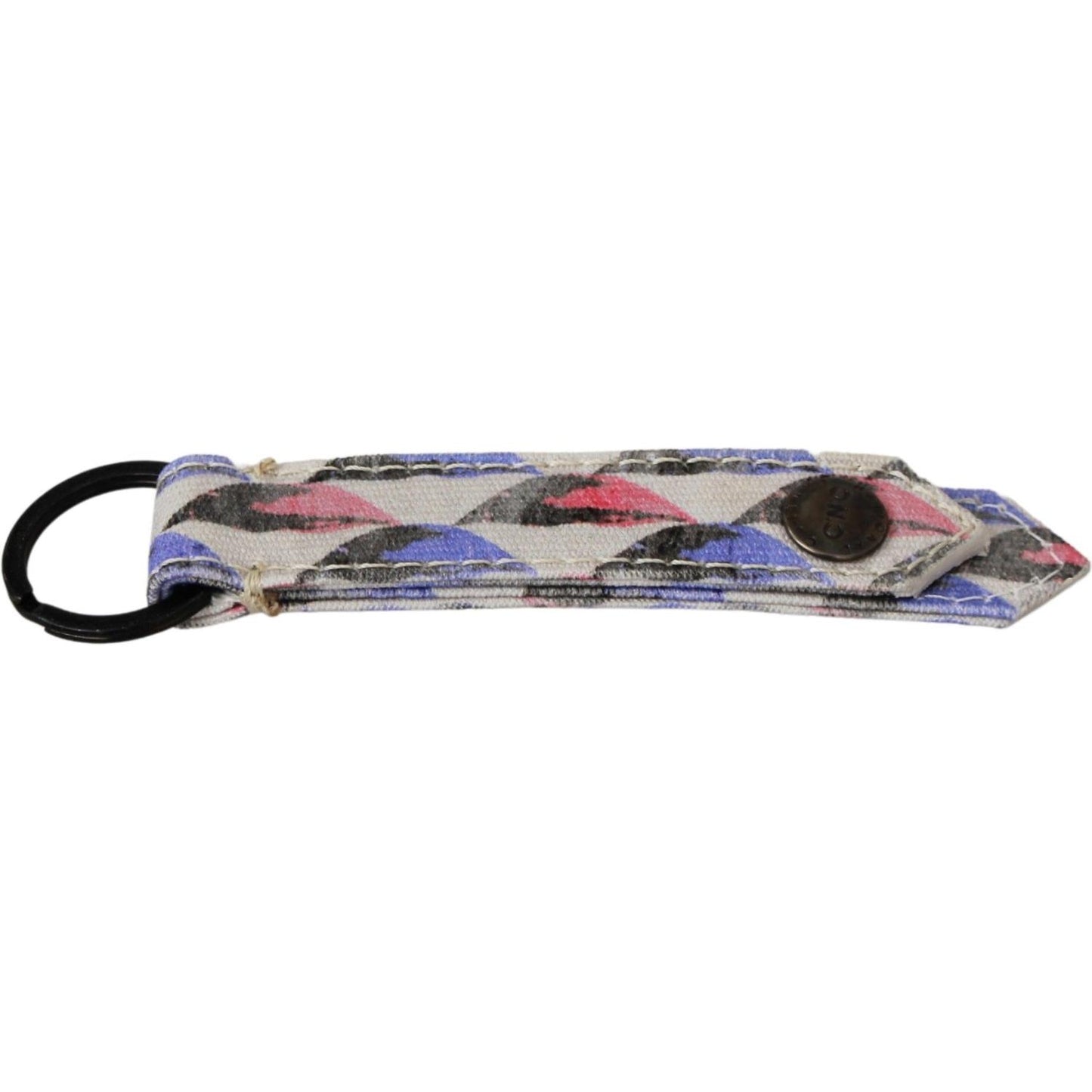 Costume National White Ring Branded Textile Keychain SMY8020