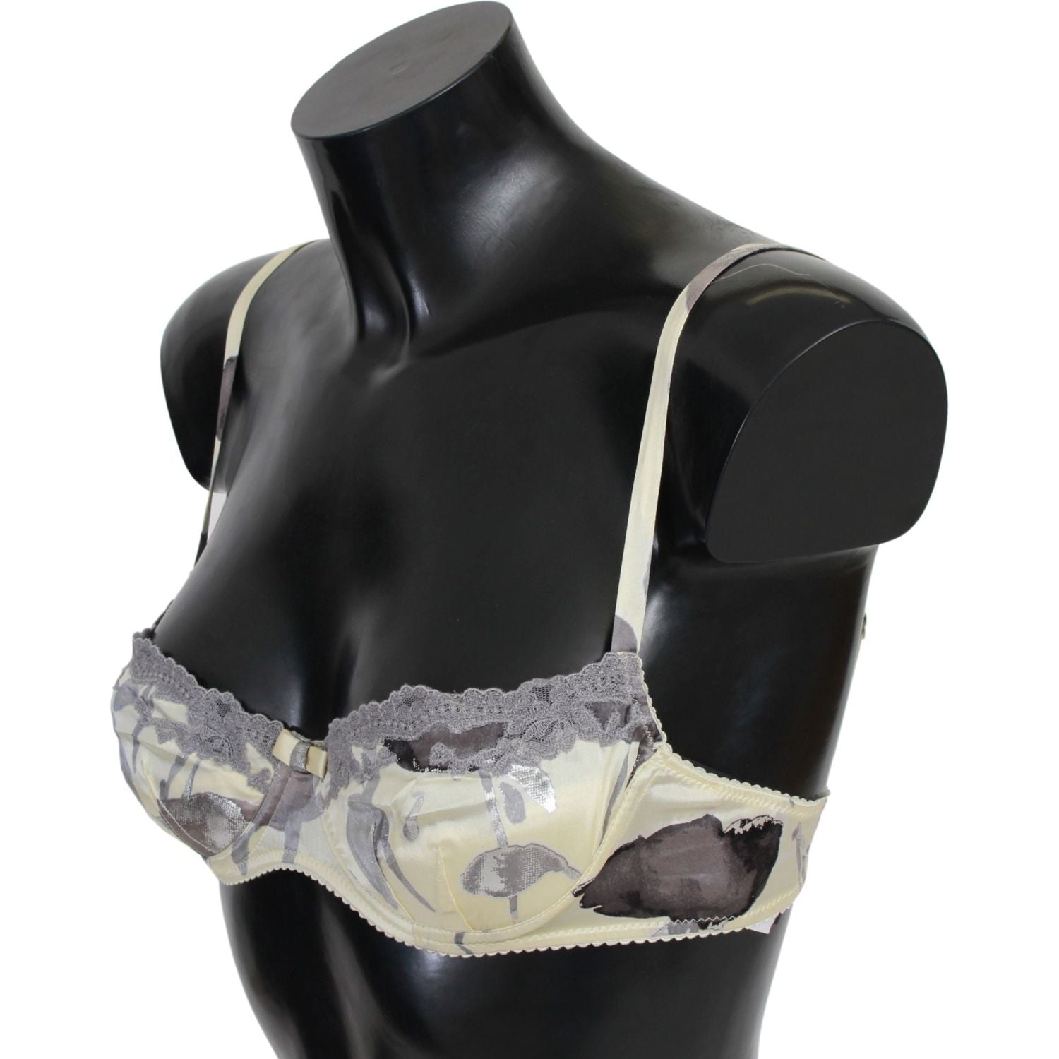 Ermanno Scervino Beige Gray Lace Balconcino Bra Underwear