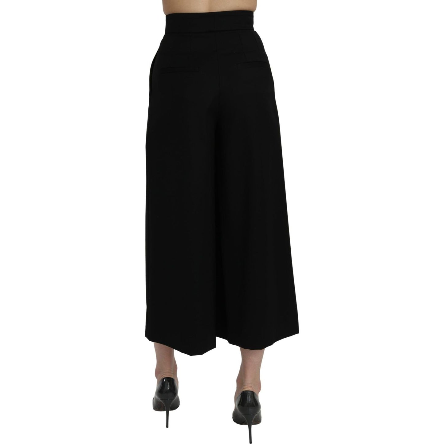 Dolce & Gabbana Black High Waist Wide Leg Cropped Pants PAN71076-36