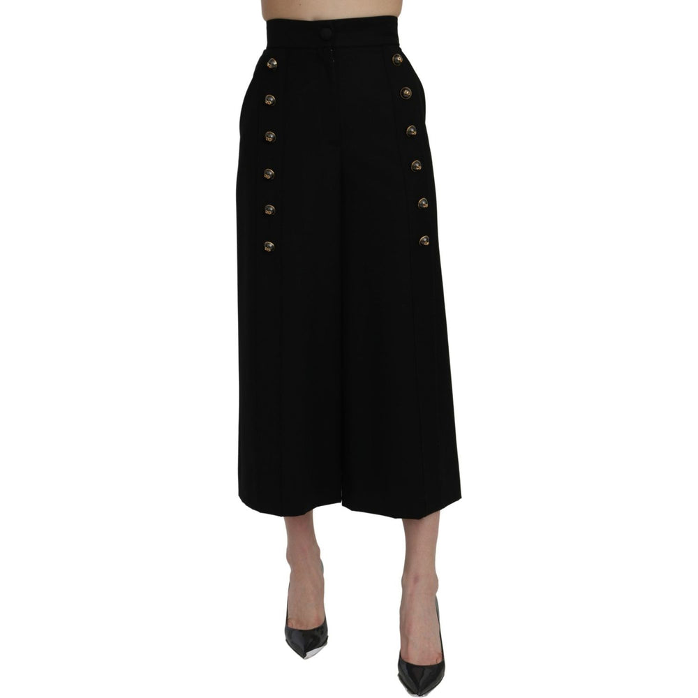 Dolce & Gabbana Black High Waist Wide Leg Cropped Pants PAN71076-36