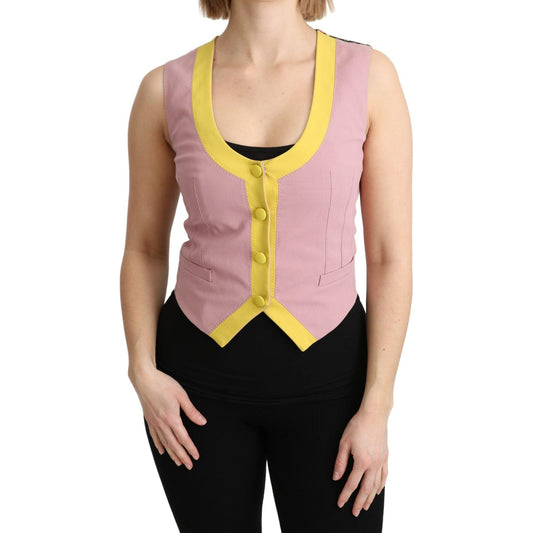 Dolce & Gabbana Pink Sleeveless Waistcoat Vest Cotton Top TSH4851-38