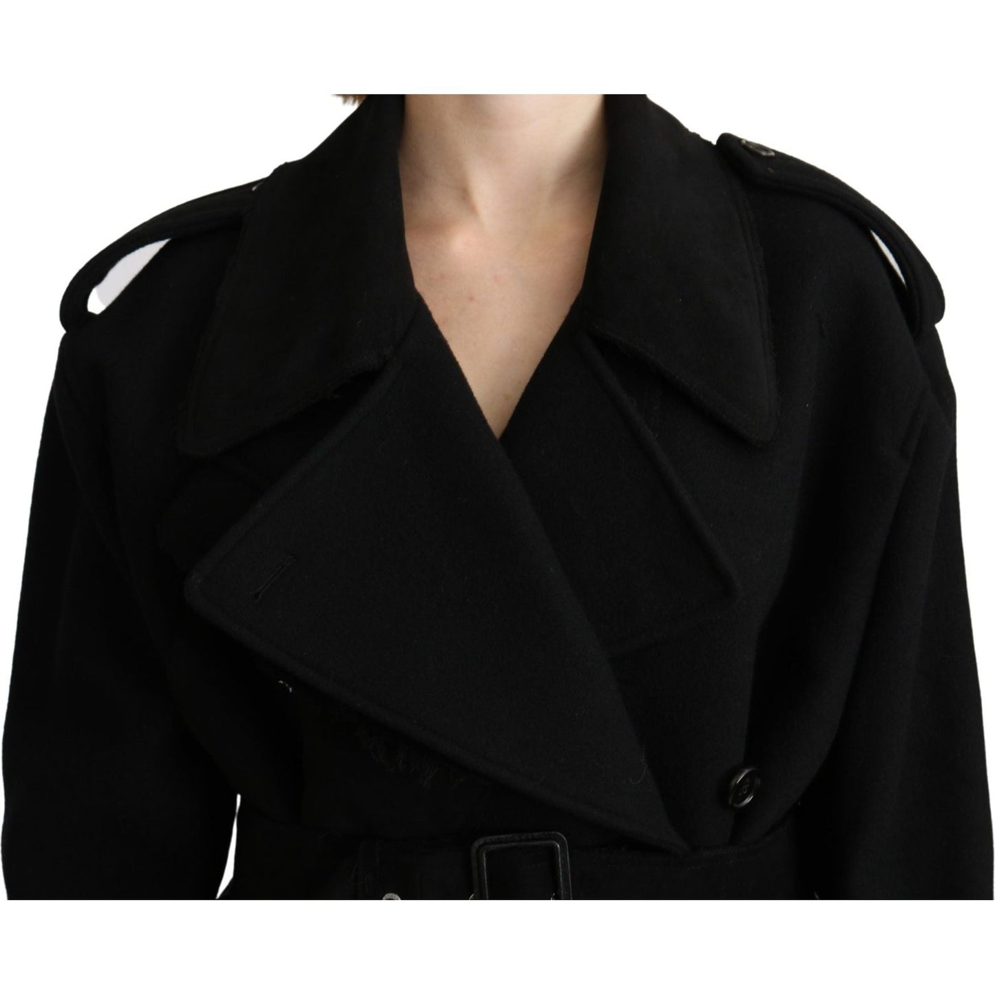 Dolce & Gabbana Virgin Wool Black Blazer Trenchcoat Jacket JKT2638-40