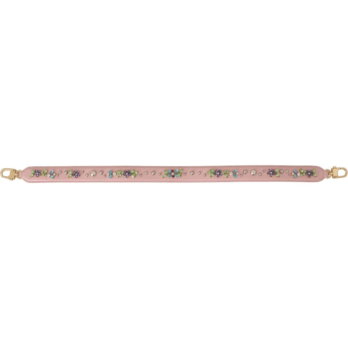 Dolce & Gabbana Pink Leather Crystal Stud Accessory Shoulder Strap BEL60706