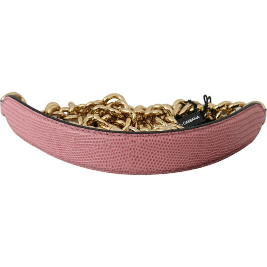 Dolce & Gabbana Pink Leather Gold Chain Accessory Shoulder Strap BEL60714