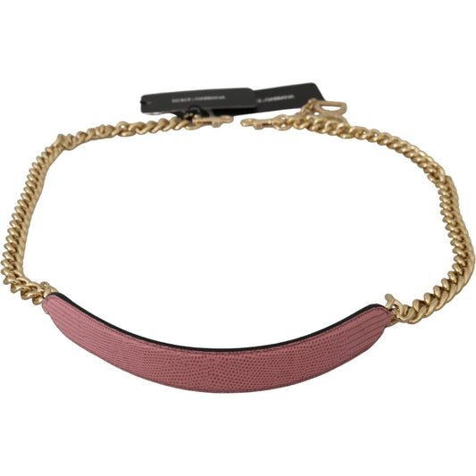 Dolce & Gabbana Pink Leather Gold Chain Accessory Shoulder Strap BEL60714