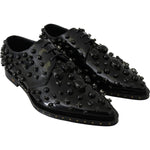 Dolce & Gabbana Black Leather Crystals Dress Broque Shoes LA7209-40