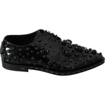 Dolce & Gabbana Black Leather Crystals Dress Broque Shoes LA7210-39