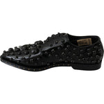 Dolce & Gabbana Black Leather Crystals Dress Broque Shoes LA7210-39