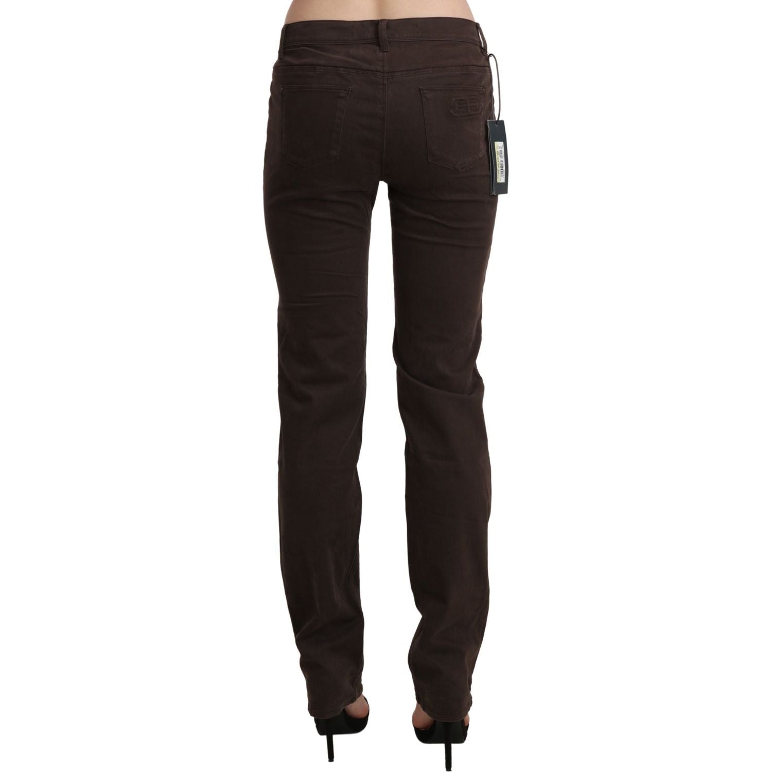 Ermanno Scervino Brown Mid Waist Skinny Slim Trouser Cotton Jeans