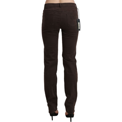 Ermanno Scervino Brown Mid Waist Skinny Slim Trouser Cotton Jeans