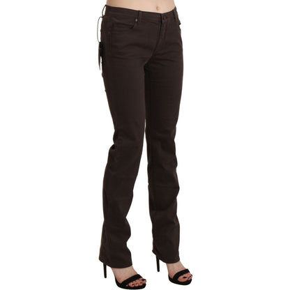 Ermanno Scervino Brown Mid Waist Skinny Slim Trouser Cotton Jeans