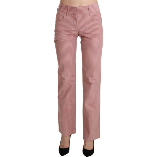 Ermanno Scervino Pink Mid Waist Straight Trouser Cotton Pants PAN71155-40