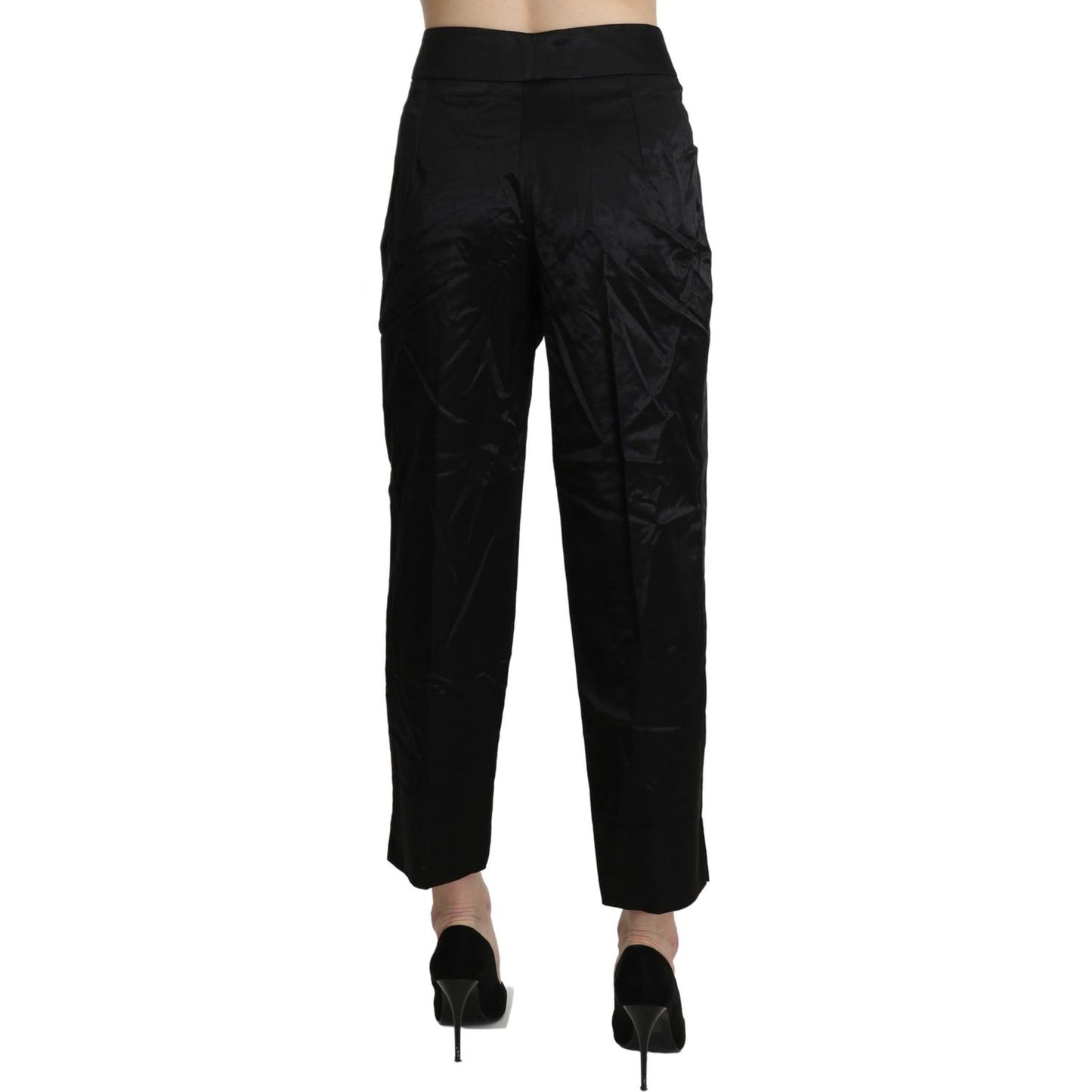 BENCIVENGA Black High Waist Straight Cropped Dress Trouser Pants PAN71330-46