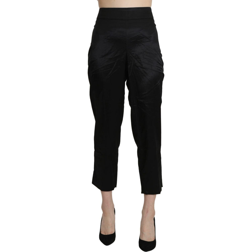 BENCIVENGA Black High Waist Straight Cropped Dress Trouser Pants PAN71330-46