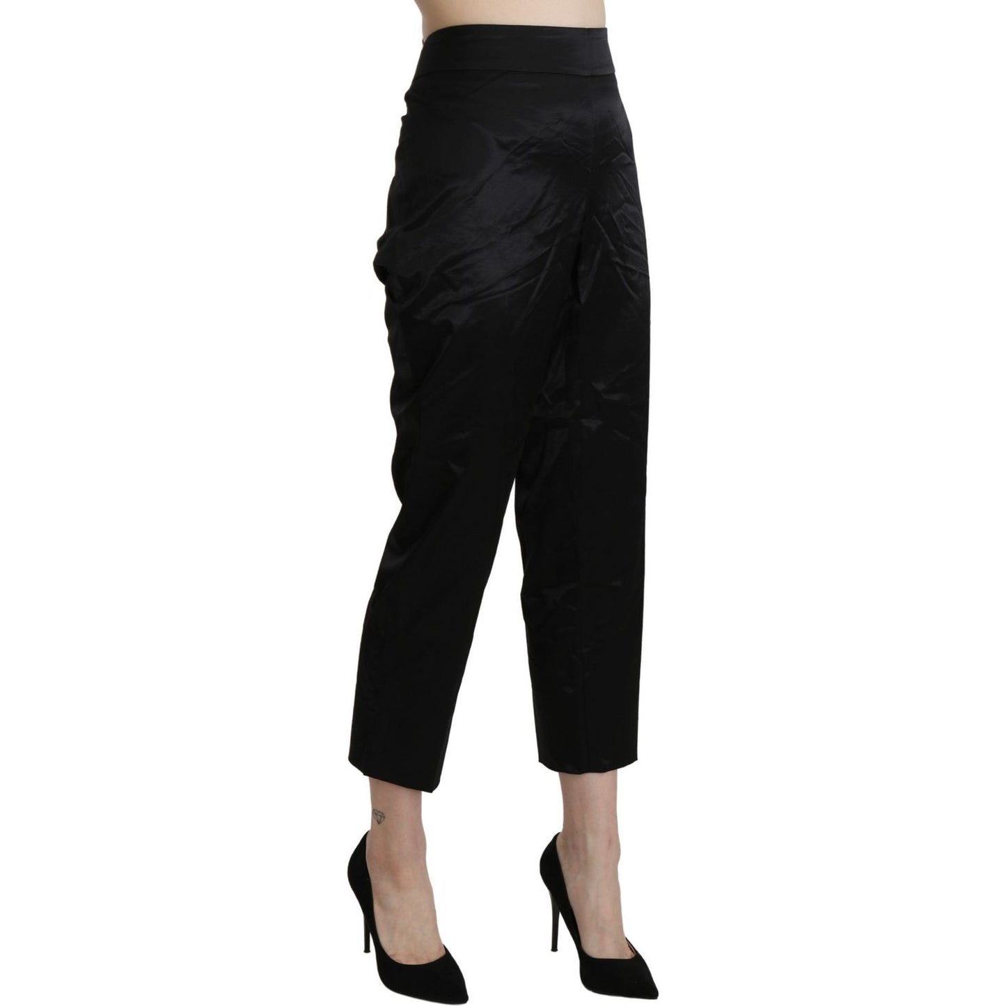 BENCIVENGA Black High Waist Straight Cropped Dress Trouser Pants PAN71330-46