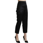 BENCIVENGA Black High Waist Straight Cropped Dress Trouser Pants PAN71330-46