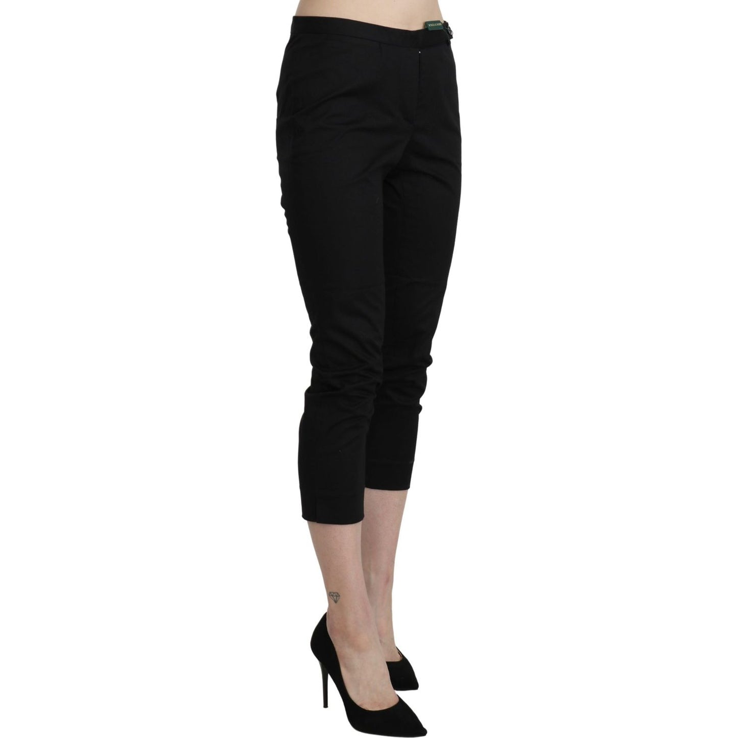 BENCIVENGA Black High Waist Skinny Cropped Dress Trouser Pants PAN71332-44