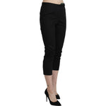 BENCIVENGA Black High Waist Skinny Cropped Dress Trouser Pants PAN71332-44