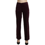 BENCIVENGA Elegant High Waist Straight Purple Pants BENCIVENGA Black