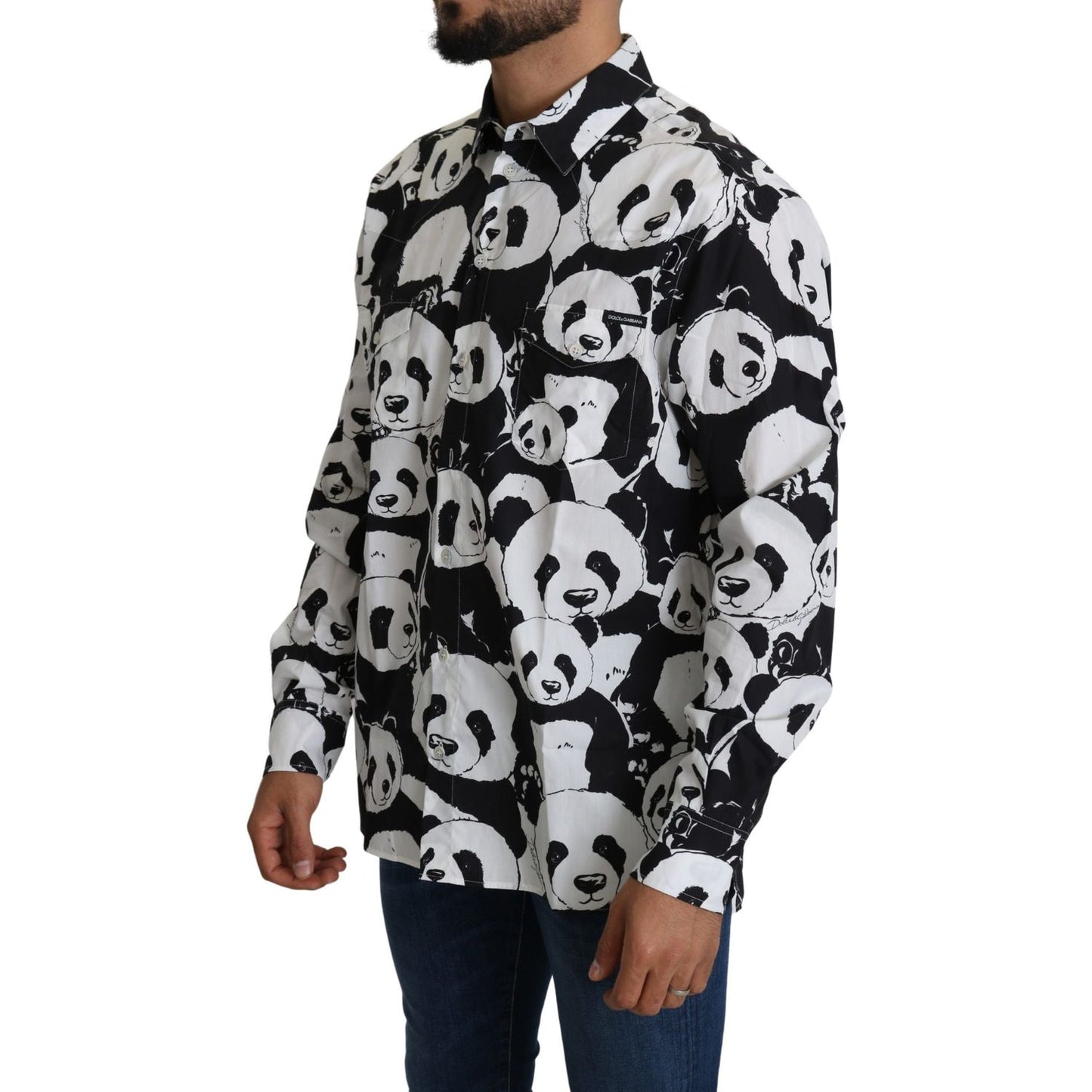 Dolce & Gabbana Black Panda Mens Casual 100% Cotton Shirt TSH5189-37