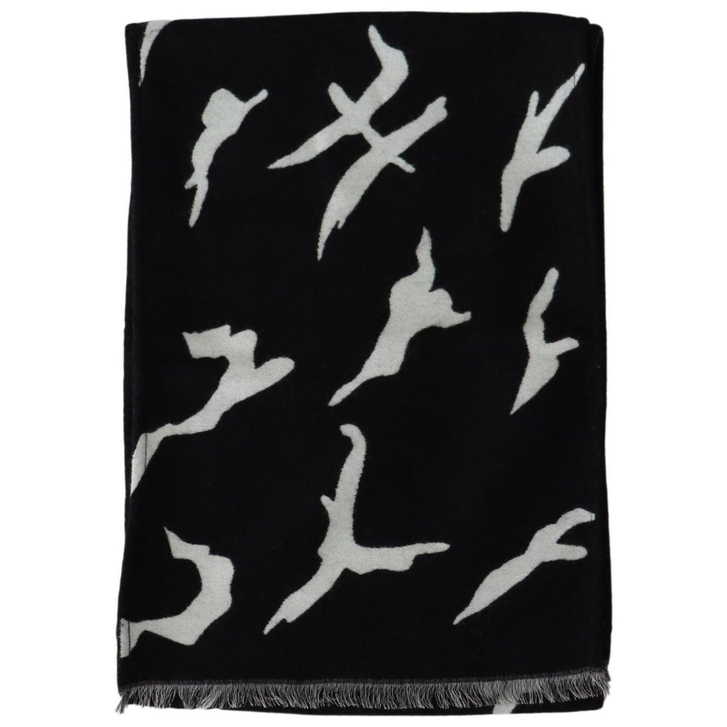 Givenchy Black White Wool Unisex Winter Warm Scarf Wrap Shawl MS1848