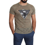Guess Chic Brown Cotton Stretch T-Shirt Guess Dim Gray