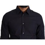 Dolce & Gabbana Navy Blue Cotton Formal Dress Shirt TSH5498-37
