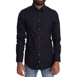 Dolce & Gabbana Navy Blue Cotton Formal Dress Shirt TSH5498-37
