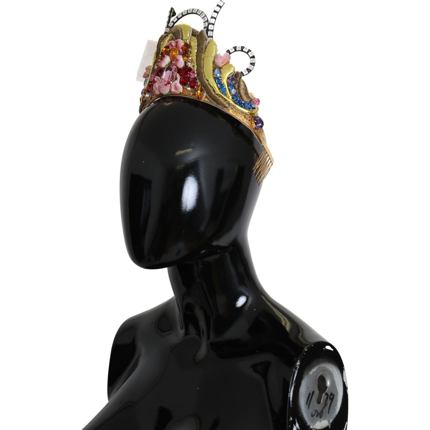 Dolce & Gabbana Gold Brass Floral Crystals LED Lights Crown Tiara Diadem SMY100466