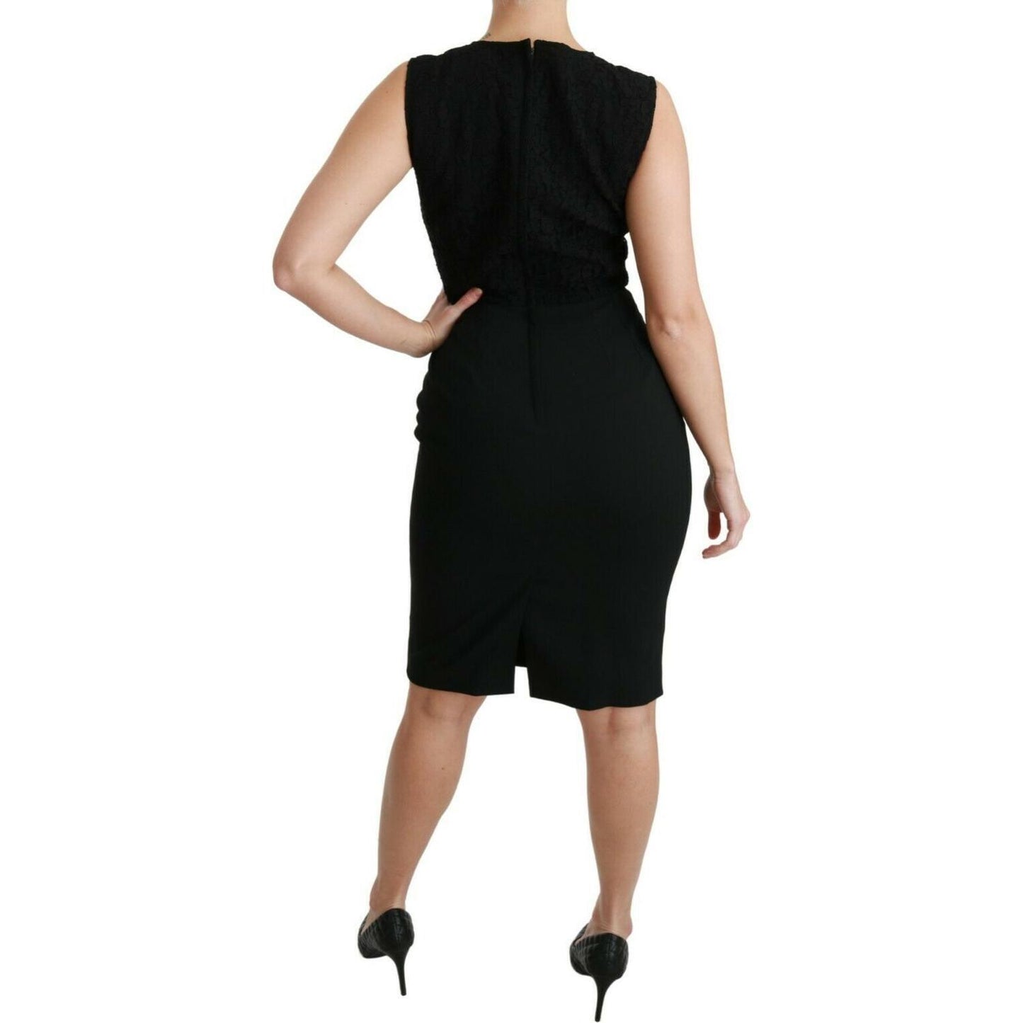 Dolce & Gabbana Black Floral Lace Sheath Gown Dress DR2166-38