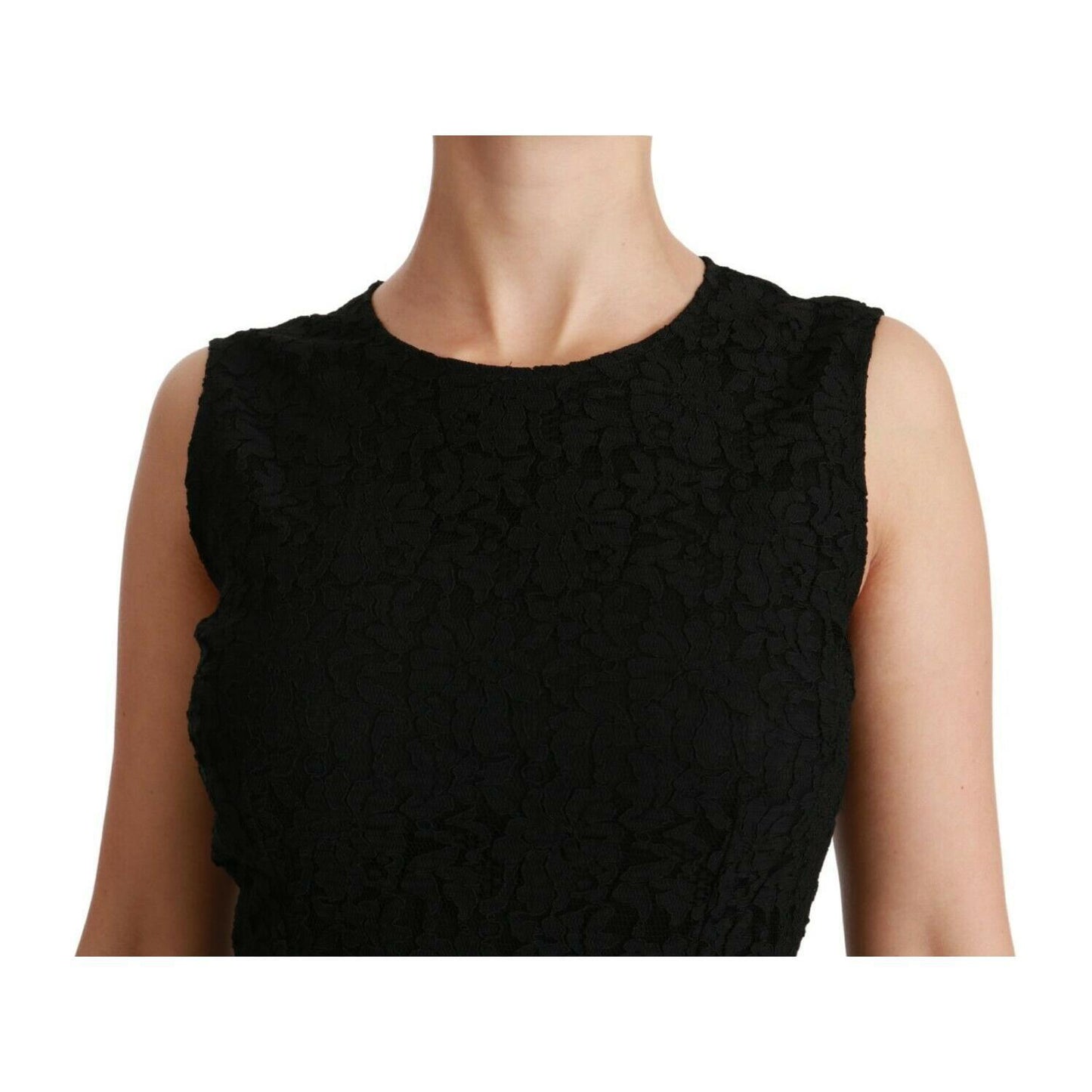 Dolce & Gabbana Black Floral Lace Sheath Gown Dress DR2166-38