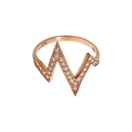 Nialaya Pink Gold 925 Silver Womens Clear Ring SIG19104-US4