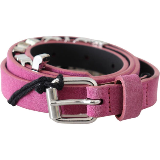 Just Cavalli Pink Silver Chrome Metal Buckle Waist Belt BEL8010-90